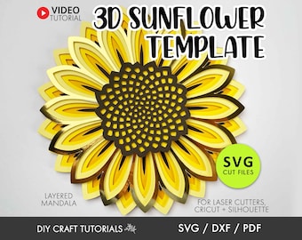 Sunflower Mandala SVG: Layered Paper Flower Template