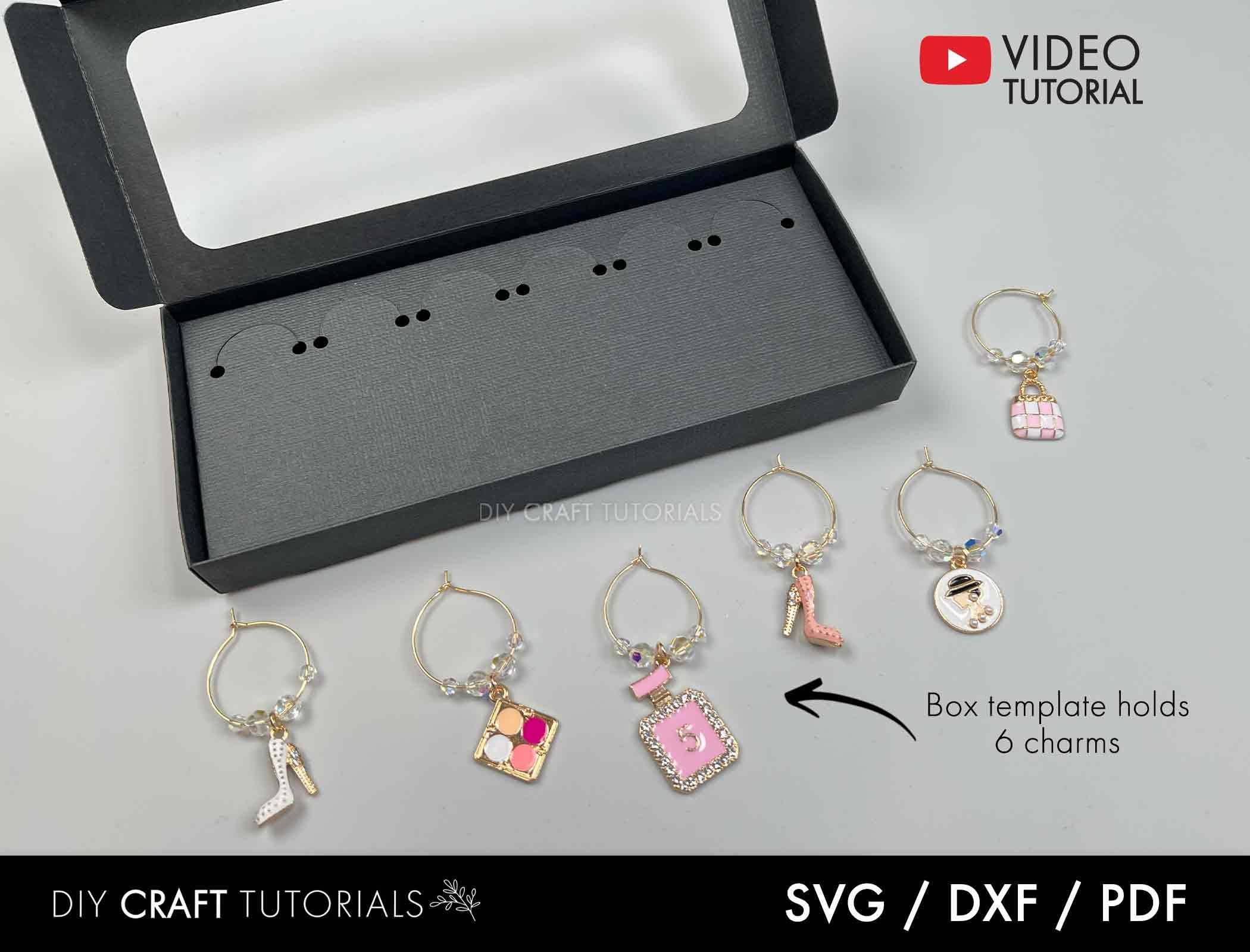 Wine Glass Charm Box Template Wine Glass Charm Display Box Etsy Australia