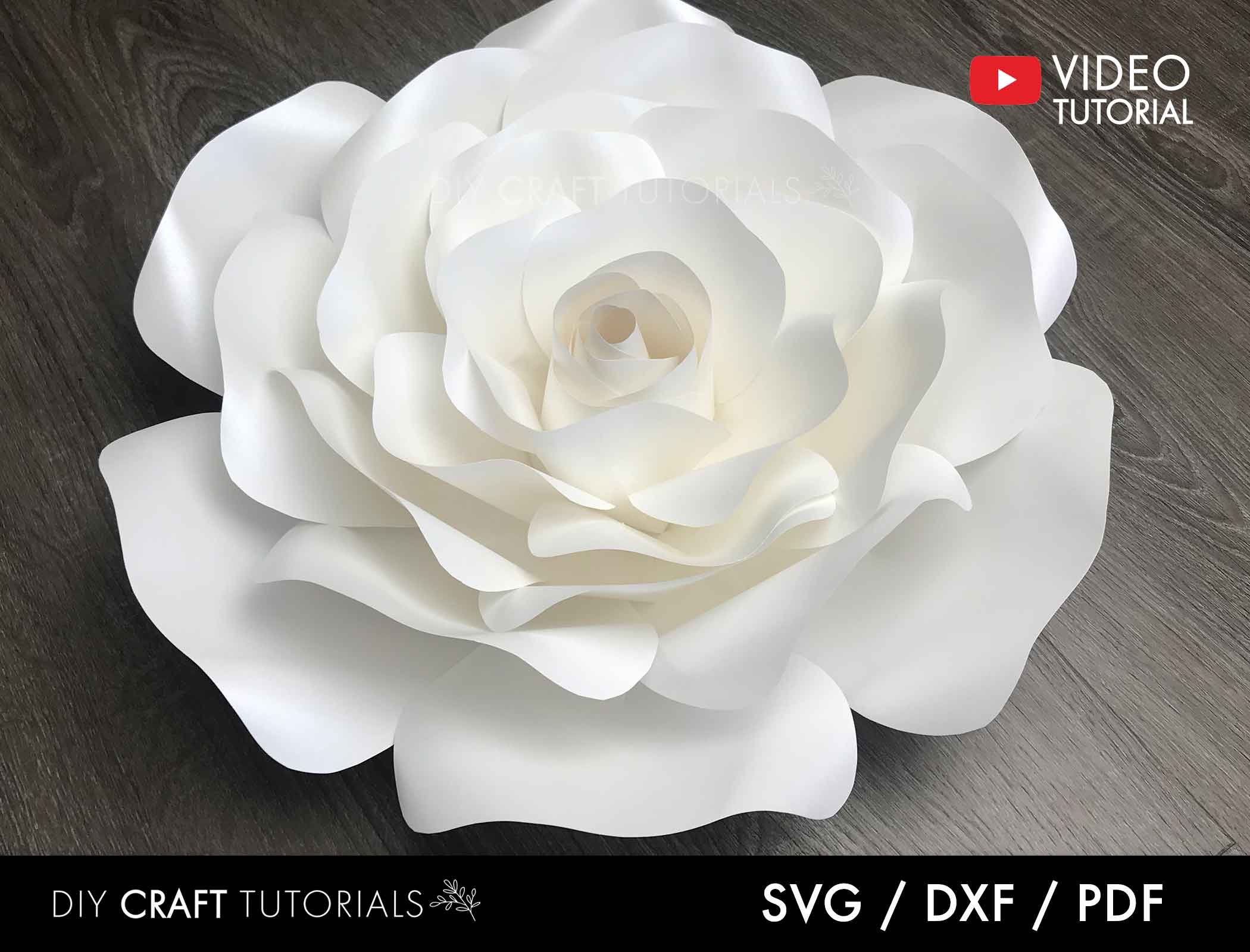 Download Large Paper Rose Template Rose Svg Dxf Pdf 3d Paper Etsy
