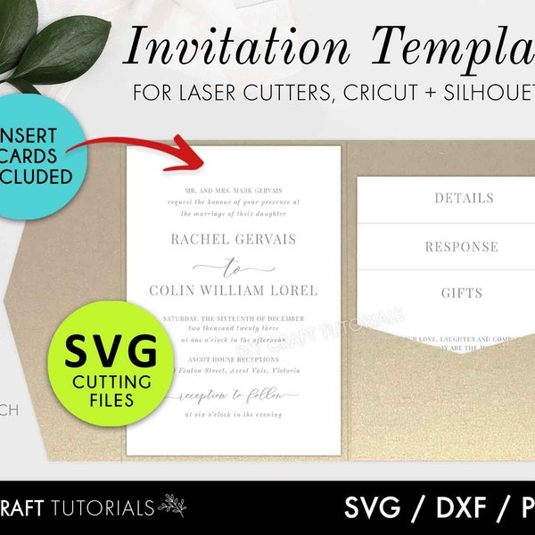 Tri fold wedding invitation template, Laser cut pocket invitation, Pocket Invitations, Wedding SVG, Invitation template, pocket envelope