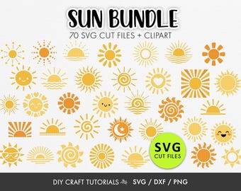 Sun SVG Bundle | Boho Sun SVG Cut Files | Retro Sunshine Clipart
