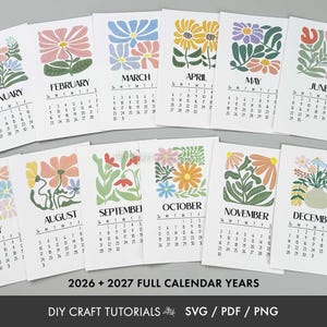 Calendar svg, Desk Calendar svg, printable calendar, floral calendar svg, mini desk calendar svg, 2026 calendar, 2027 Calendar 画像 2