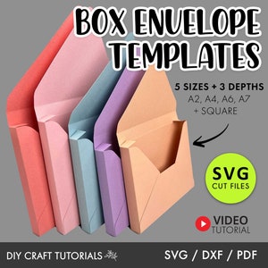 Plantillas SVG de sobres de caja: 5 tamaños, caja de sobre 3D, caja de sobre, plantilla de sobre SVG, sobre de boda SVG, sobre SVG, Cricut SVG