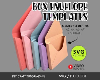 Box Envelope SVG Templates - 5 Sizes, 3d envelope box, envelope box, envelope template svg, wedding envelope svg, envelope svg, cricut svg