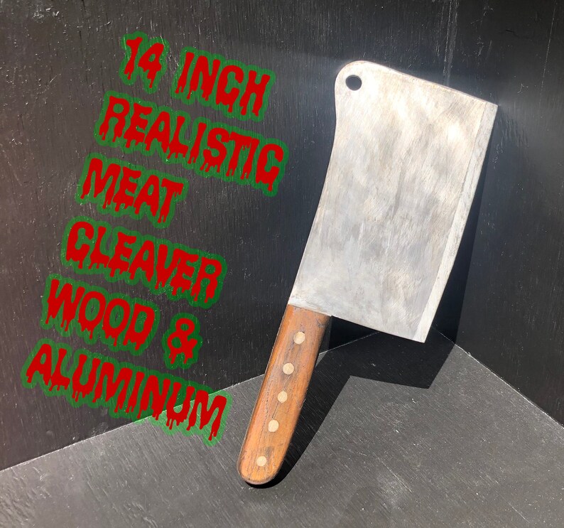 14 Inch Realistic Meat Cleaver Prop Replica Real Wood and Etsy