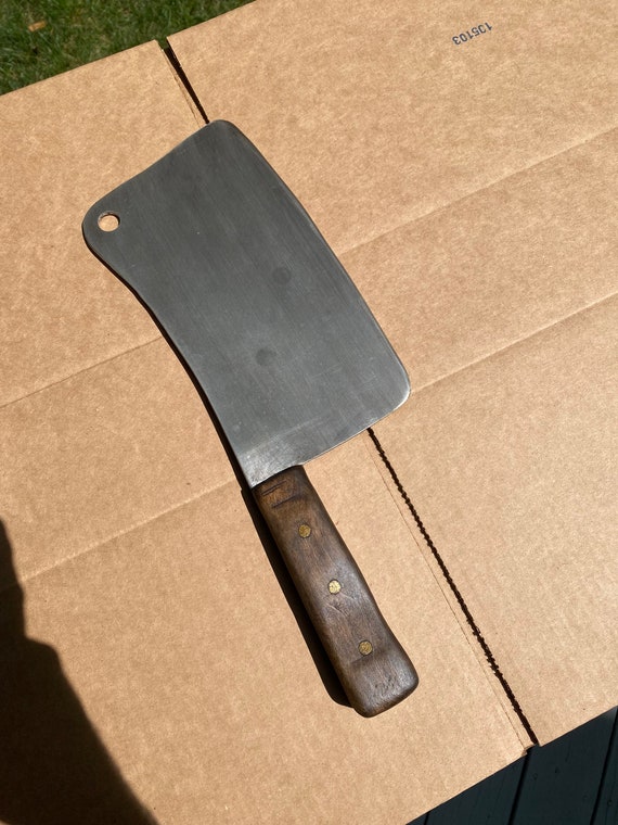 16 Inch Realistic Meat Cleaver Prop Replica Real Wood and Aluminum Made