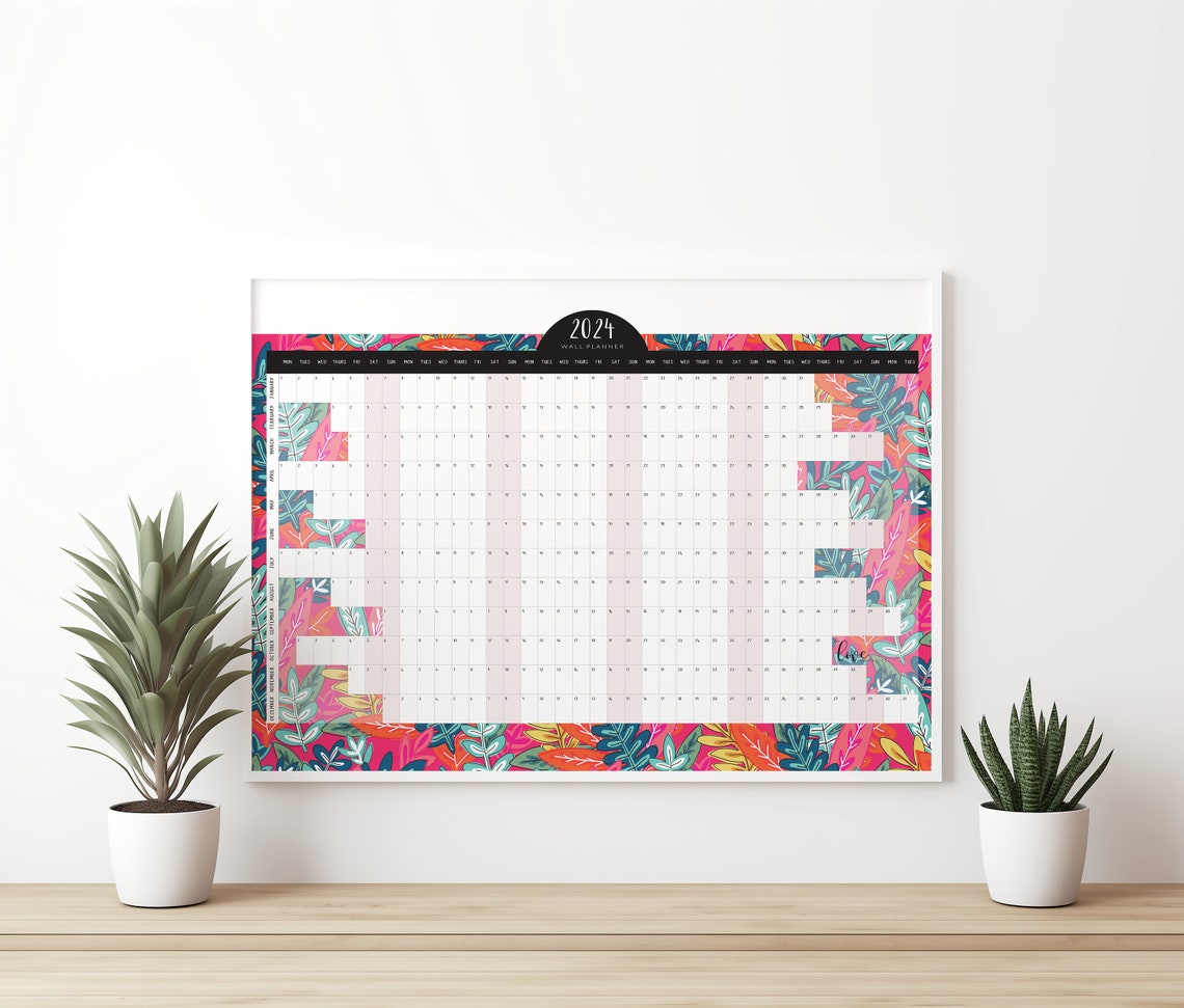 2024 Large Wall Planner Printable, Horizontal Wall Planner Printable