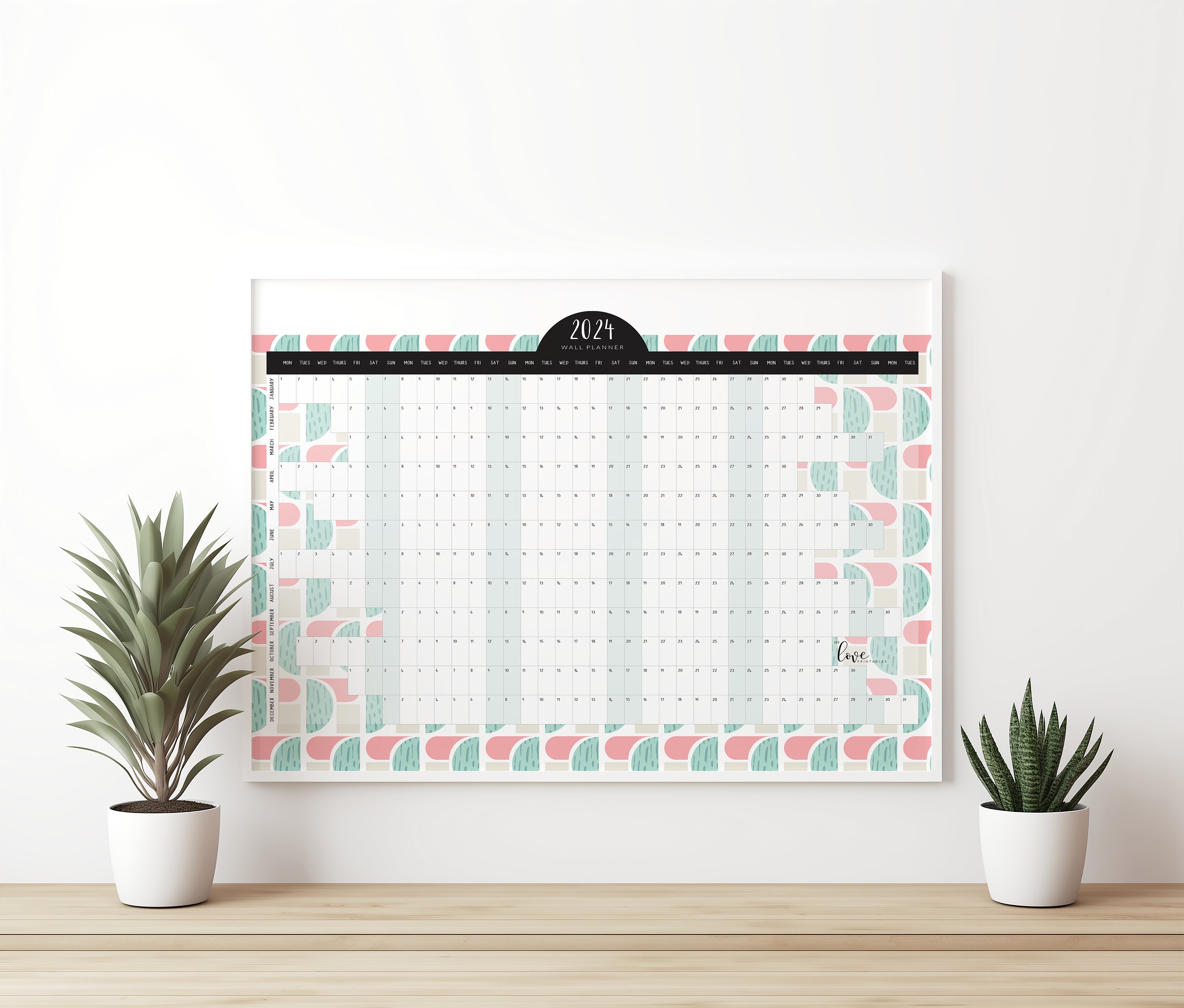 2024 Large Wall Planner Printable Horizontal Wall Planner Etsy