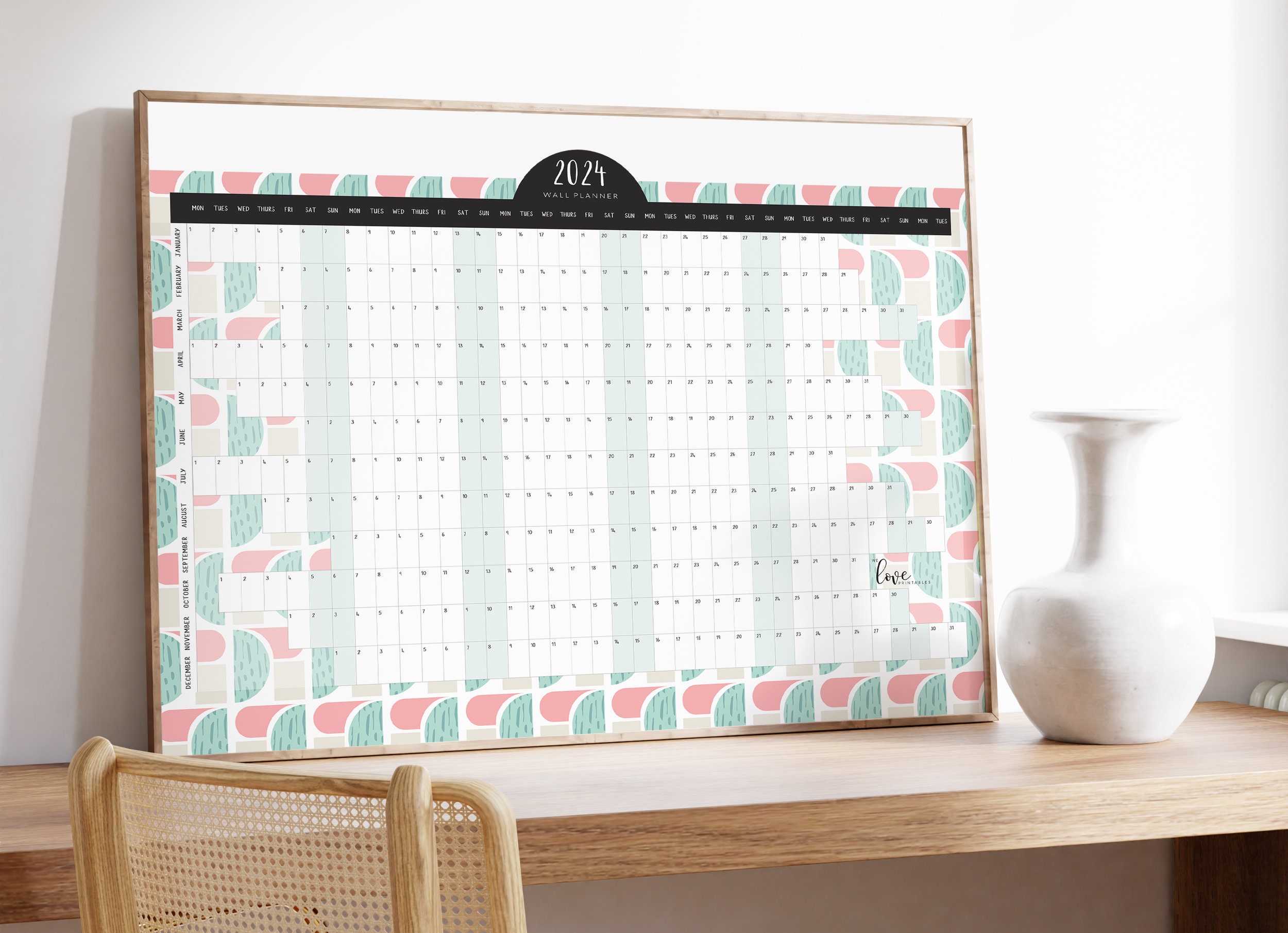 2024 Large Wall Planner Printable Horizontal Wall Planner Etsy