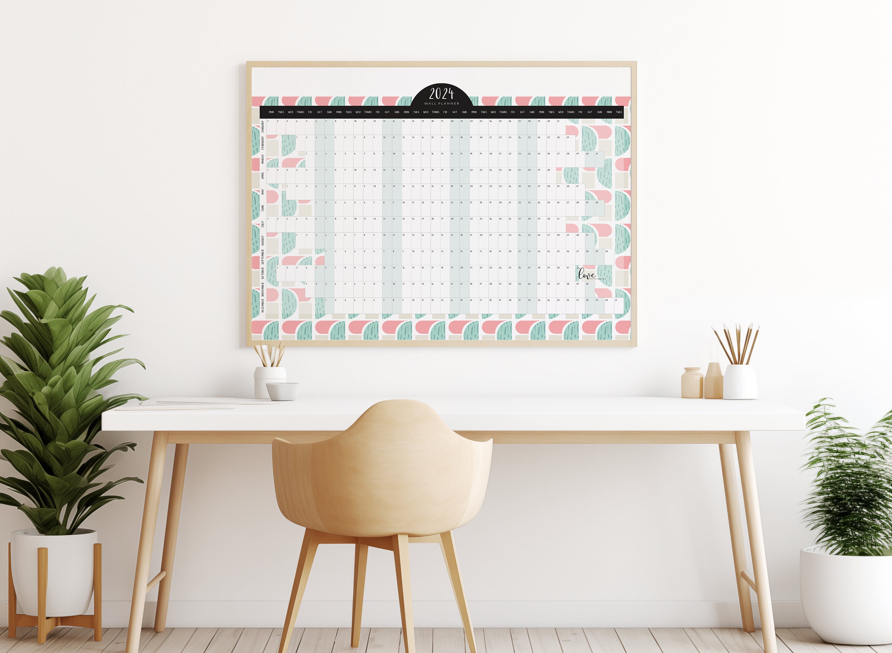 2024 Large Wall Planner Printable Horizontal Wall Planner Etsy