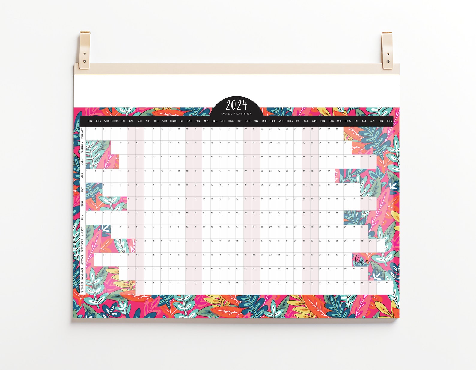 2024 Large Wall Planner Printable, Horizontal Wall Planner Printable