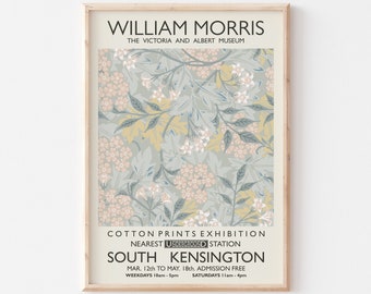 Pastel Pink Blue Vintage Pattern William Morris Print, Morris Exhibition Poster, Art Nouveau Wall Art, A6 A5 A4 A3 A2 A1 A0, William Morris