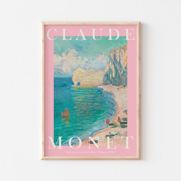 Claude Monet Art Print, Modern Vintage Poster, Exhibition Wall Art, Monet Wall Art, Vintage wall art, The Beach, Pastel Pink