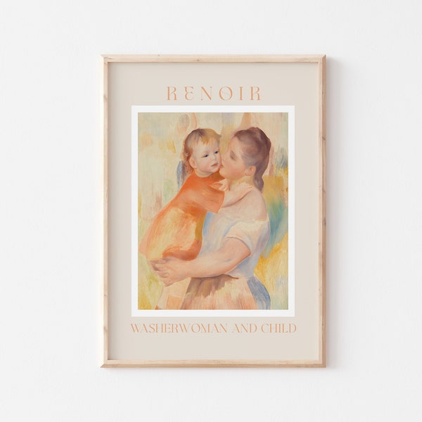 Renoir Poster, August Renoir Druck, Renoir Wandkunst, Renoir Bild, Renoir Monet Druck, Vintage Renoir Kunst, Renoir Waschfrau und Kind