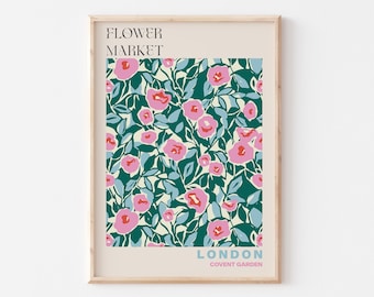 Covent Garden Poster, Covent Garden Wall Art, Covent Garden Personalised Travel Poster, Covent Garden Flower Market Print, Floral Wall