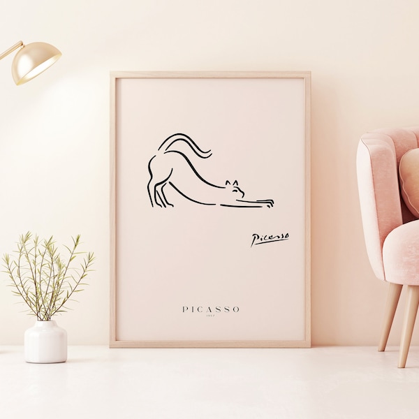 Picasso Exhibition Poster, The Cat, Vintage Art, Minimalist Poster, Line Drawing, Art Print, Bedroom Art, Ideal Gift, Various Sizes