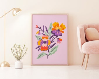 Pink Lilac Flower market Art Print, Flowers poster, Living Room  Kitchen, A5 A4 A3 A2 Dining Room, Gallery Wall, Gift, Birthday Present