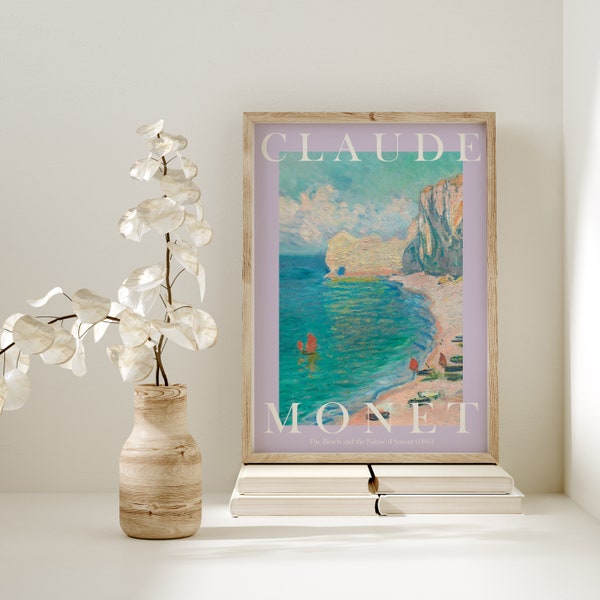 Pretty Pastel Lilac Claude Monet Art Print, Modern Vintage Poster, Exhibition Wall Art, Monet Wall Art, Vintage wall art, The Beach