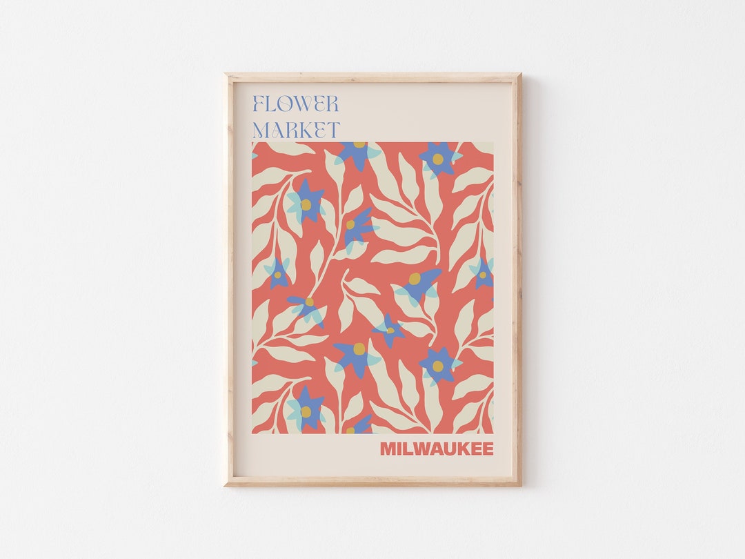 Milwaukee Poster, Personalised Travel Poster, Milwaukee Flower Market