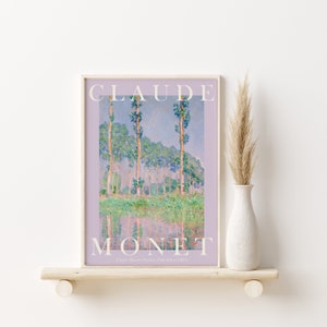 Claude Monet Art Print, Modern Vintage Poster, Exhibition Wall Art, Monet Wall Art, Vintage wall art, Poplars Pink Effect, Pastel Lilac