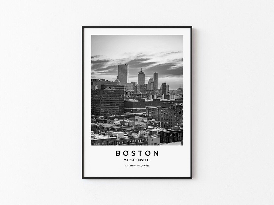 Boston Travel Poster, Boston Print, Boston Photo Print, Black and White