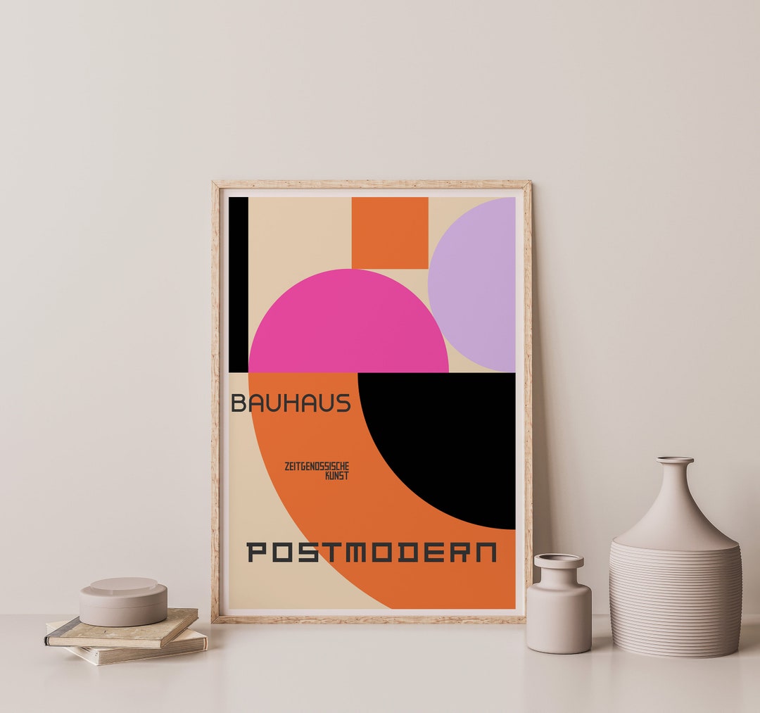 Lilac Orange Bauhaus 1919 Wall Art Print, Modern Home Decor, Bright ...