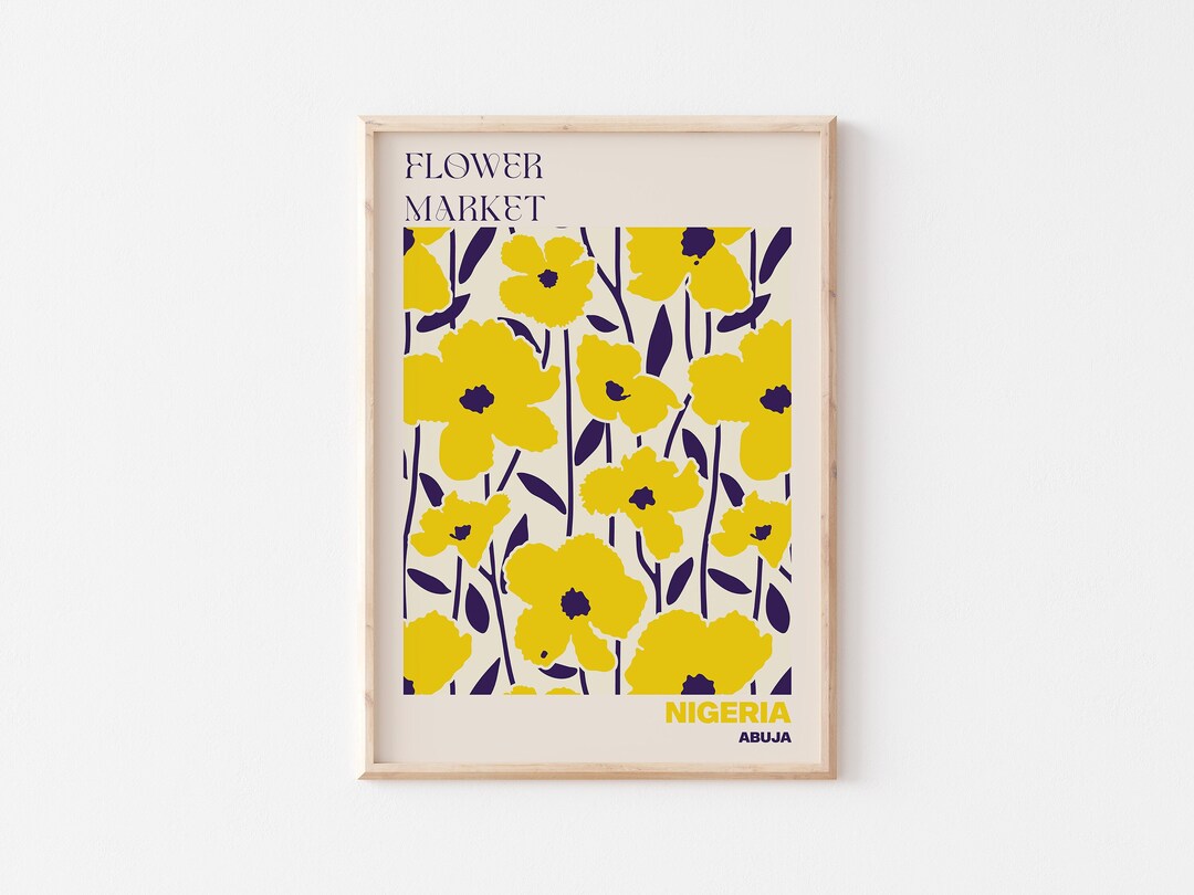Abuja Poster, Personalised Travel Poster, Abuja Flower Market Print