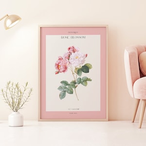 Rose Blossom Art, Flower Market Prints, Floral Print. Pink Art, Matisse Inspired, Flower, A2 A3 A4 A5, Gallery Wall, Vintage Wall Art