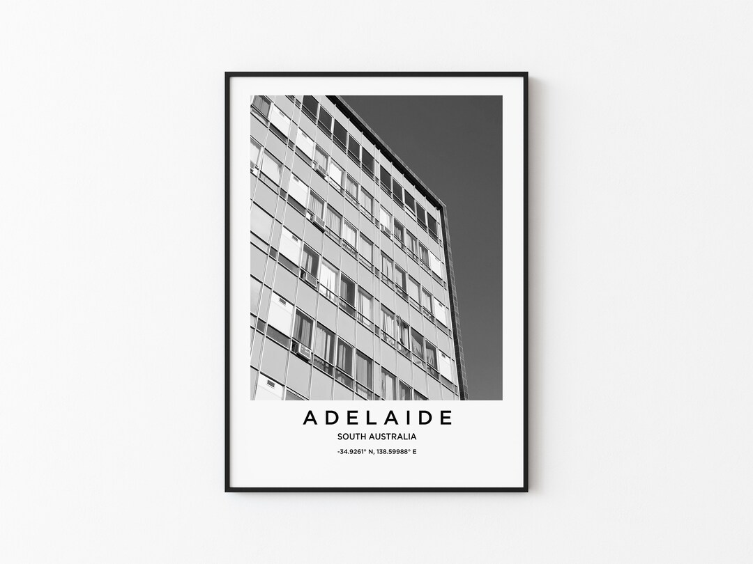 Adelaide Travel Poster, Adelaide Print, Adelaide Photo Print, Black and