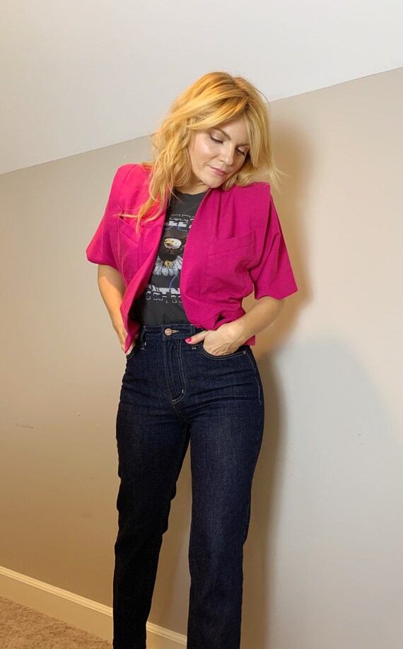 Amazing 80s hot pink blazer blouse