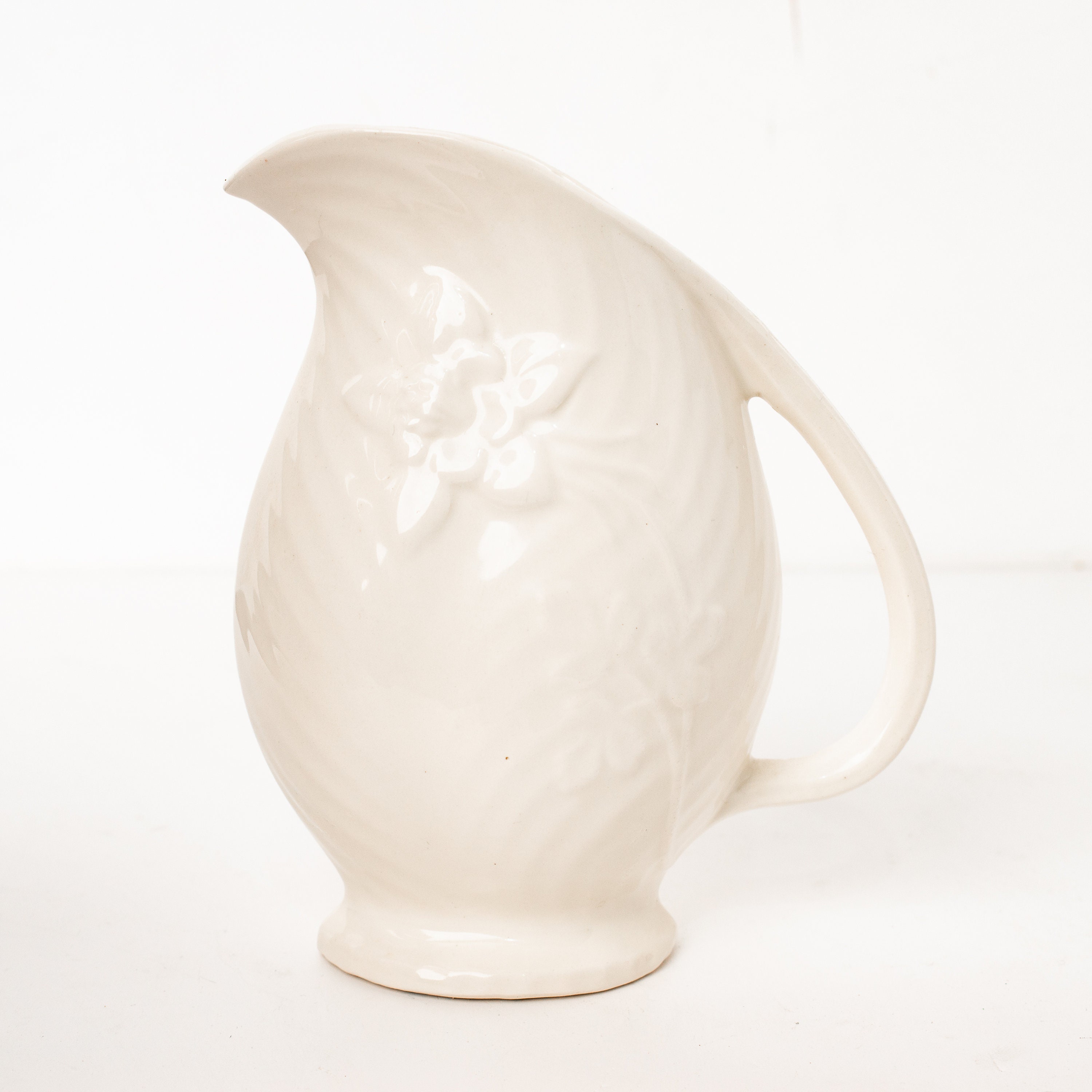 Vintage White Pitcher Floral Vase Jug 1930's 19 Cm Etsy