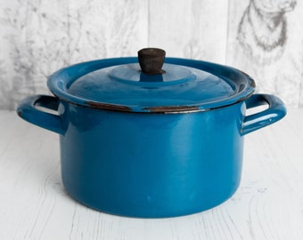 Blue Enamelware Pot Made in Yugoslavia