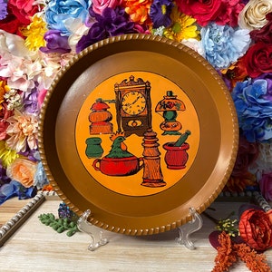 Retro 70&#39;s Burnt Orange Made in Japan Plastic Serving Tray