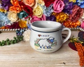 Retro Kitschy Sheep Ceramic Coffee Mug Vintage Farm Animal Soup Mug