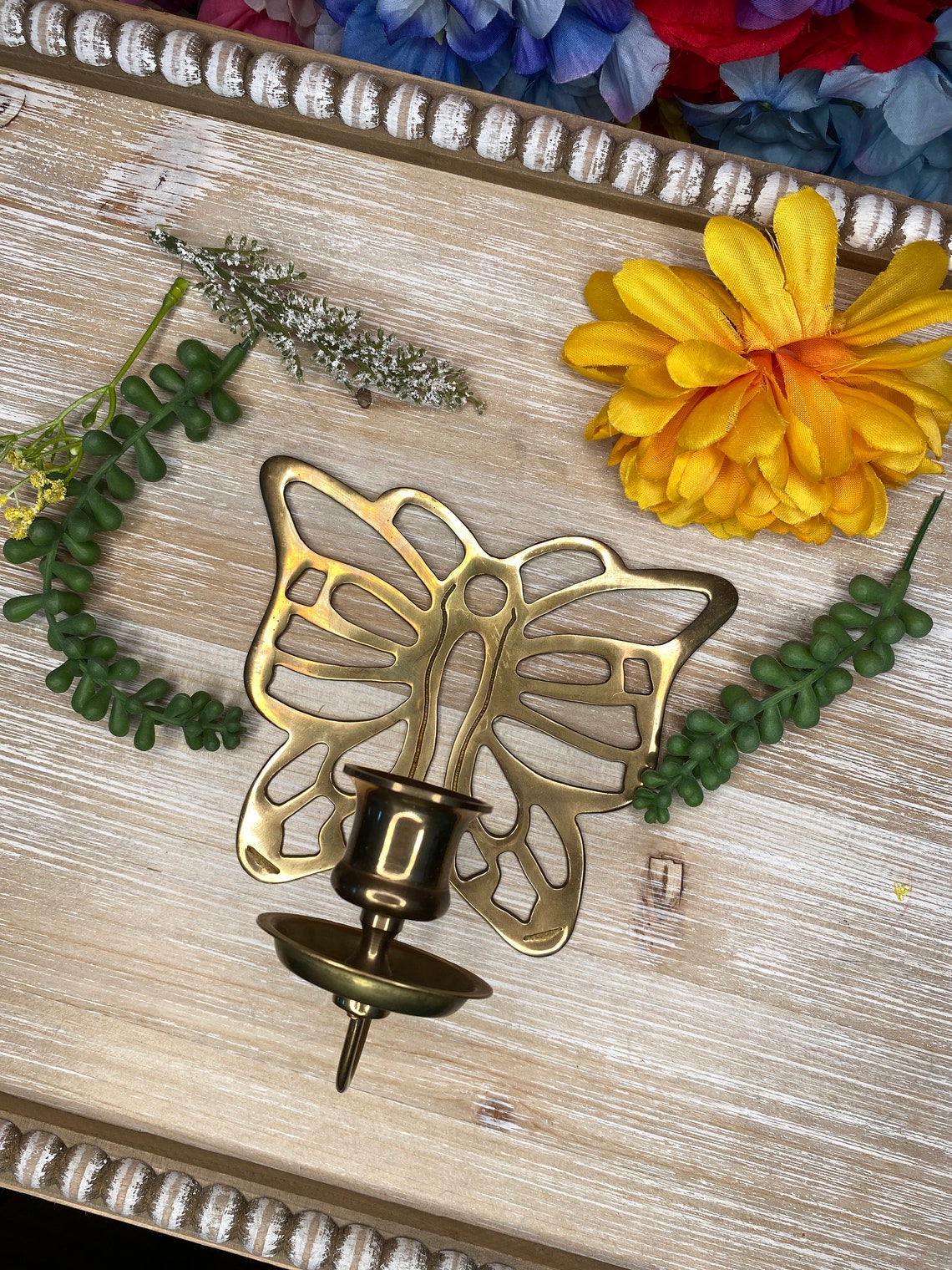Vintage Brass Butterfly Wall Sconce Brass Butterfly Candle Etsy