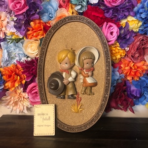Vintage 1970&#39;s Homco Hubbell Country Western Boy & Girl Wall Plaque
