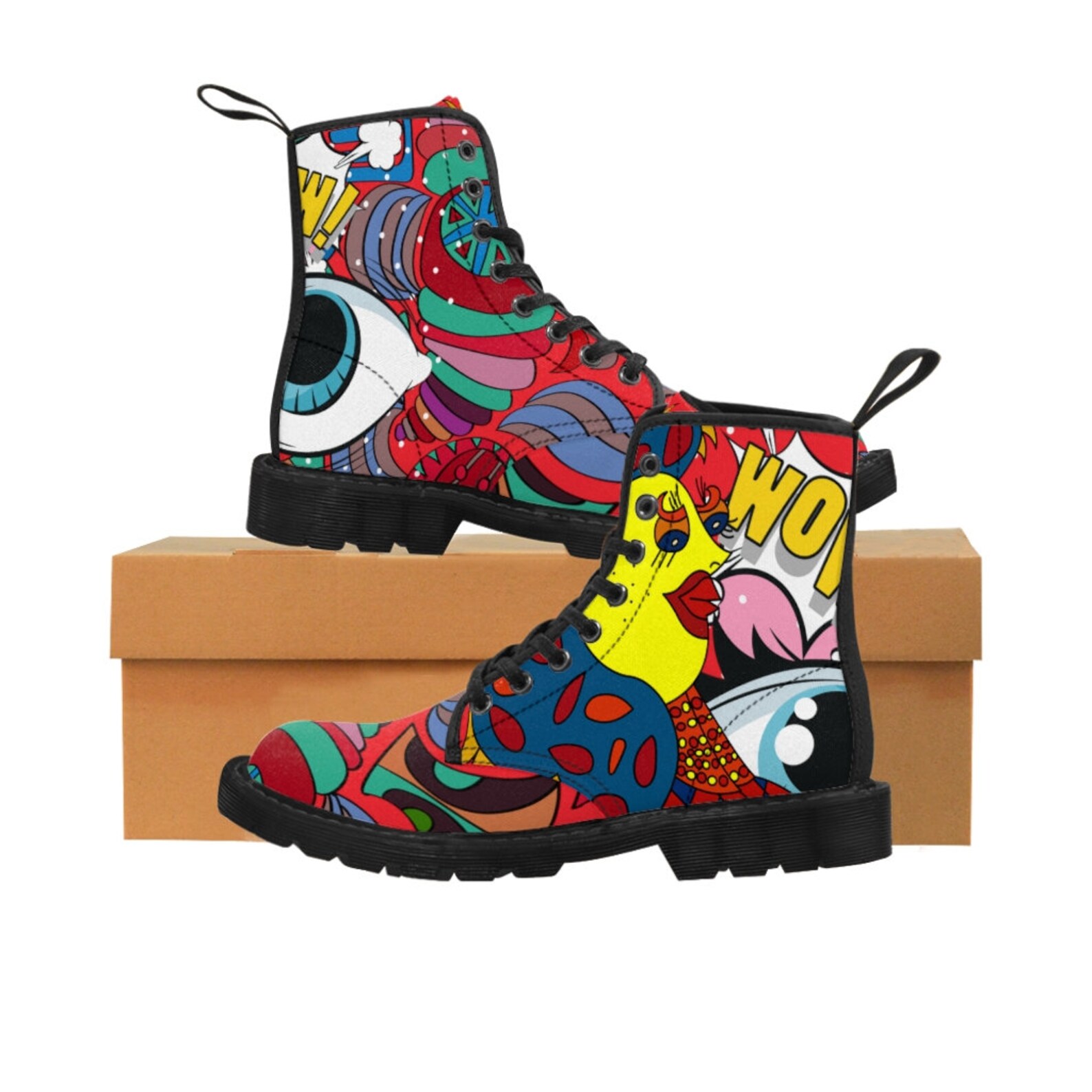 Funky boots Women's Canvas Boots Pop Art Boots Harajuku Etsy