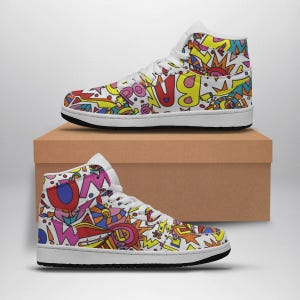 Colorful Pop Art High Top Sneakers: Women&#39;s Comfort Shoes