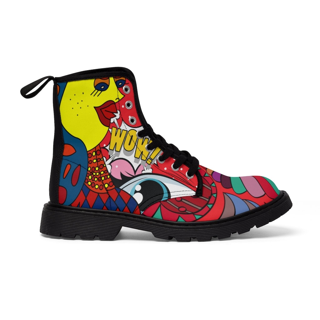 Funky boots Women's Canvas Boots Pop Art Boots Harajuku Etsy