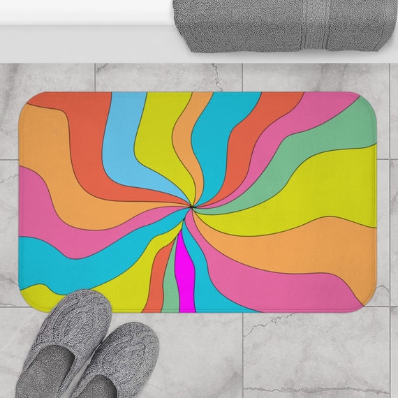 Groovy Retro Bath Mat Vibrant Colors Bath Mat Dorm Bathroom Mat Giest House Shower Bath Mat Pop Art Bath Mat Funky Bath Mat Soft Mat Etsy Ireland