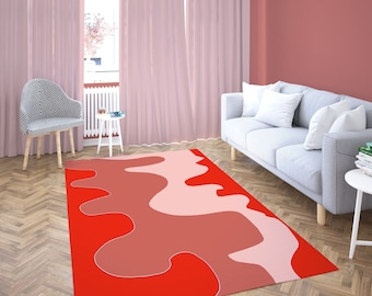 Red Pink Abstract Area Rugs,funky home décor, Psychedelic Area Rug ,Abstract Rug, college dorm gift, unique Rugs 4x6 , Groovy area rug