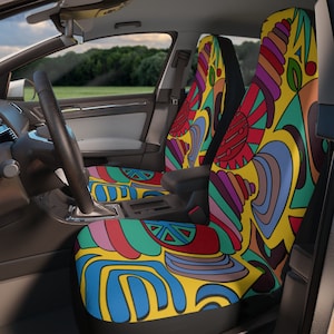 Funky Colorful Car Seat Covers: Universal Fit, Original Art Print