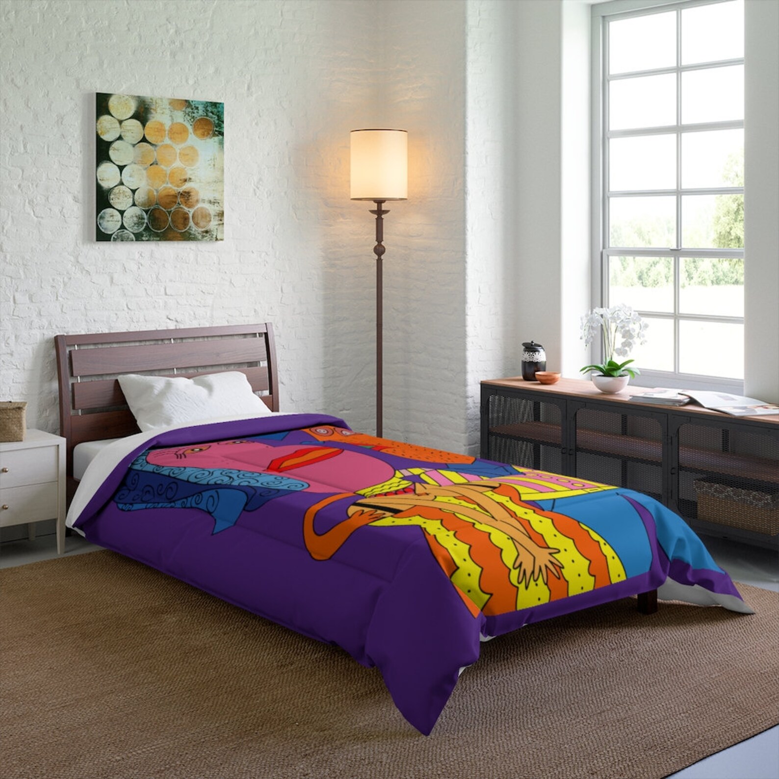 Dorm Bedding Colorful Bed Cover Funky Comforter Colorful Etsy