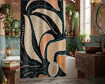 Abstract Boho Shower Curtain: Funky Bohemian Bathroom Decor