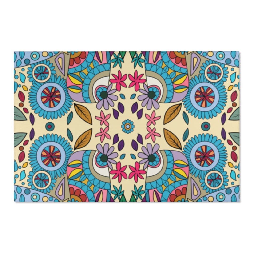 BLUEBERRY Milk Trendy RUG, Floral Rug, Funky Area Rugs, Boutique Rug ...