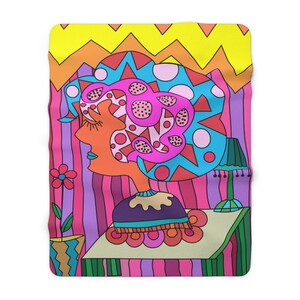 Pop Art throw blanket, bedroom blanket, soft blanket, fleece blanket, decorative blanket, funky blanket, living room blanket, Accent Blanket