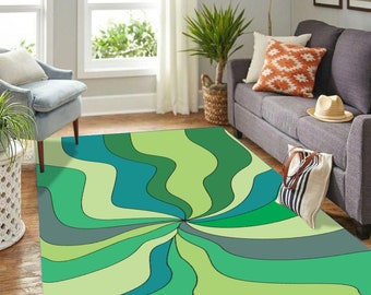 FUNKY RUGS, Funky Rugs, Sage green pastel rugs for bedroom , Green groovy rug, Foldable Rectangular Floor Mat, Wall Art Rug, Funky Decor