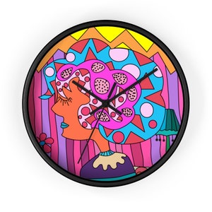 Funky Pink Lady Wall Clock: Colorful Home Decor