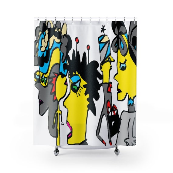 Funky Shower Curtains Cool Shower Curtain Crazy People Bath Etsy