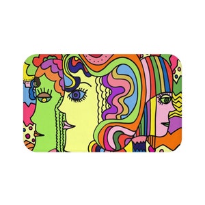 Colorful FUNKY RUGS, Pop Art Bath Mat, Funky Bath Mat, Soft Bath Rug, Modern Art Shower  Mat, Bath Mat Small, Gift For her, Funky Rug